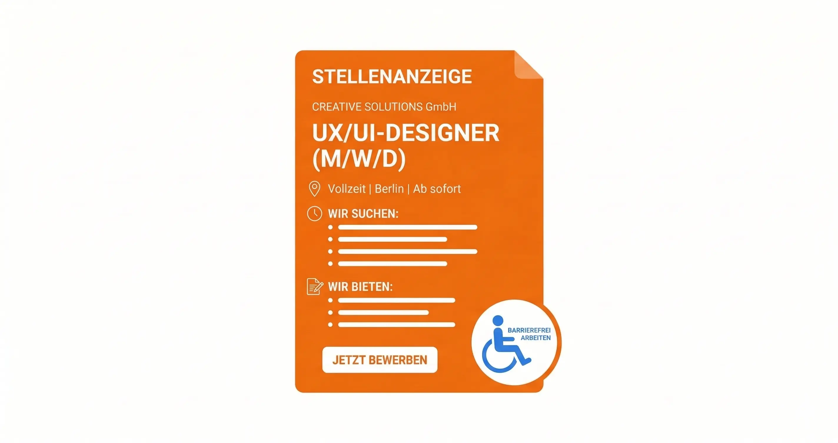Barrierefreie Stellenanzeigen: Bewerbungsformular mit korrekten Labels und Barrierefreiheits-Symbolen
