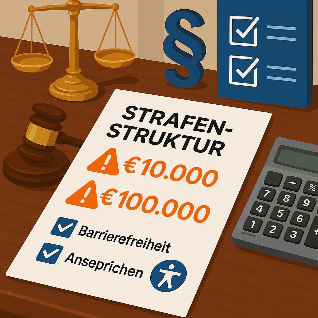 BFSG Bußgelder: €10.000 bis €100.000 - Was droht wirklich?