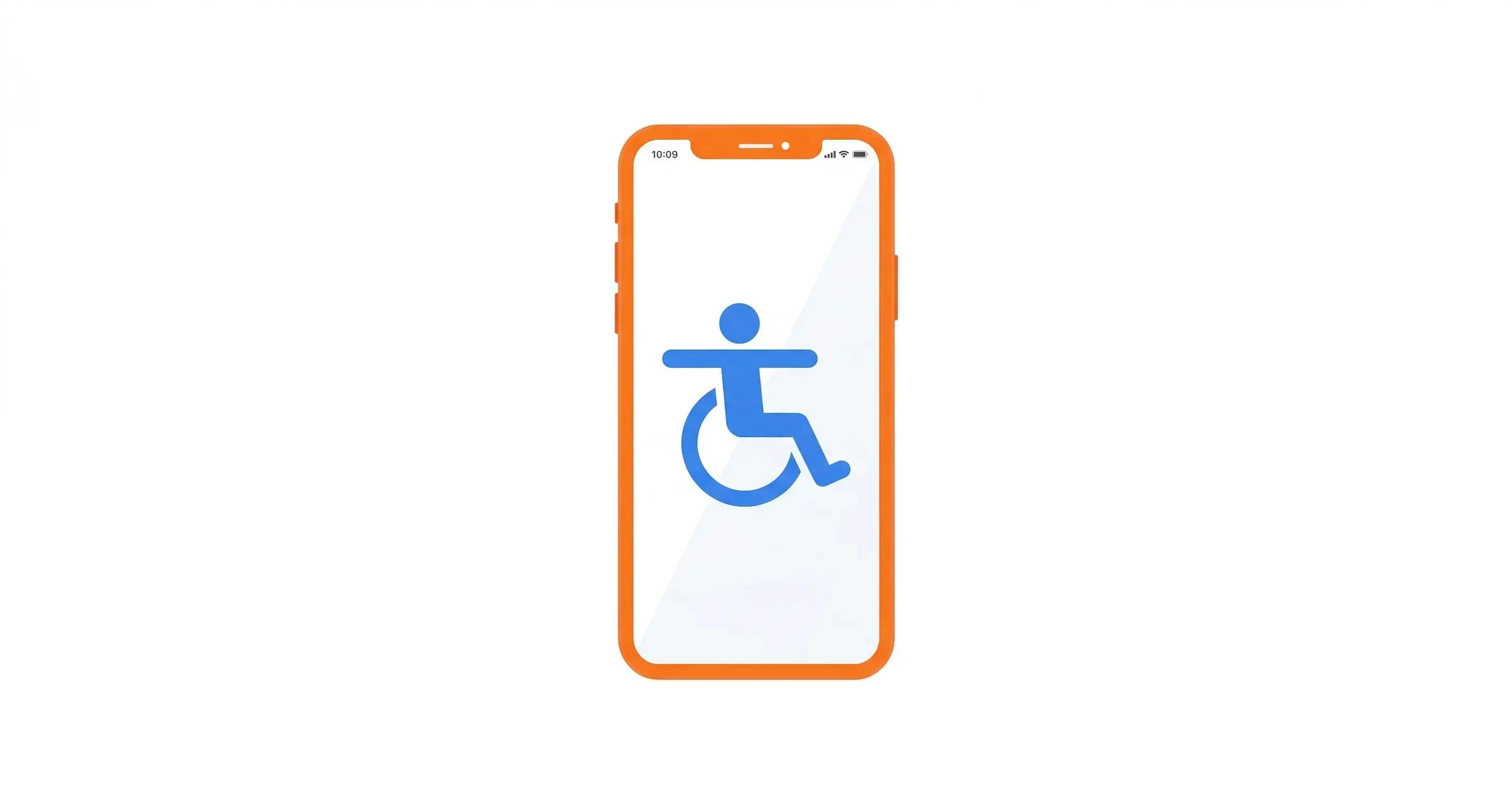 Mobile Barrierefreiheit: Smartphone mit aktiviertem VoiceOver und BFSG-Konformitätsbadge